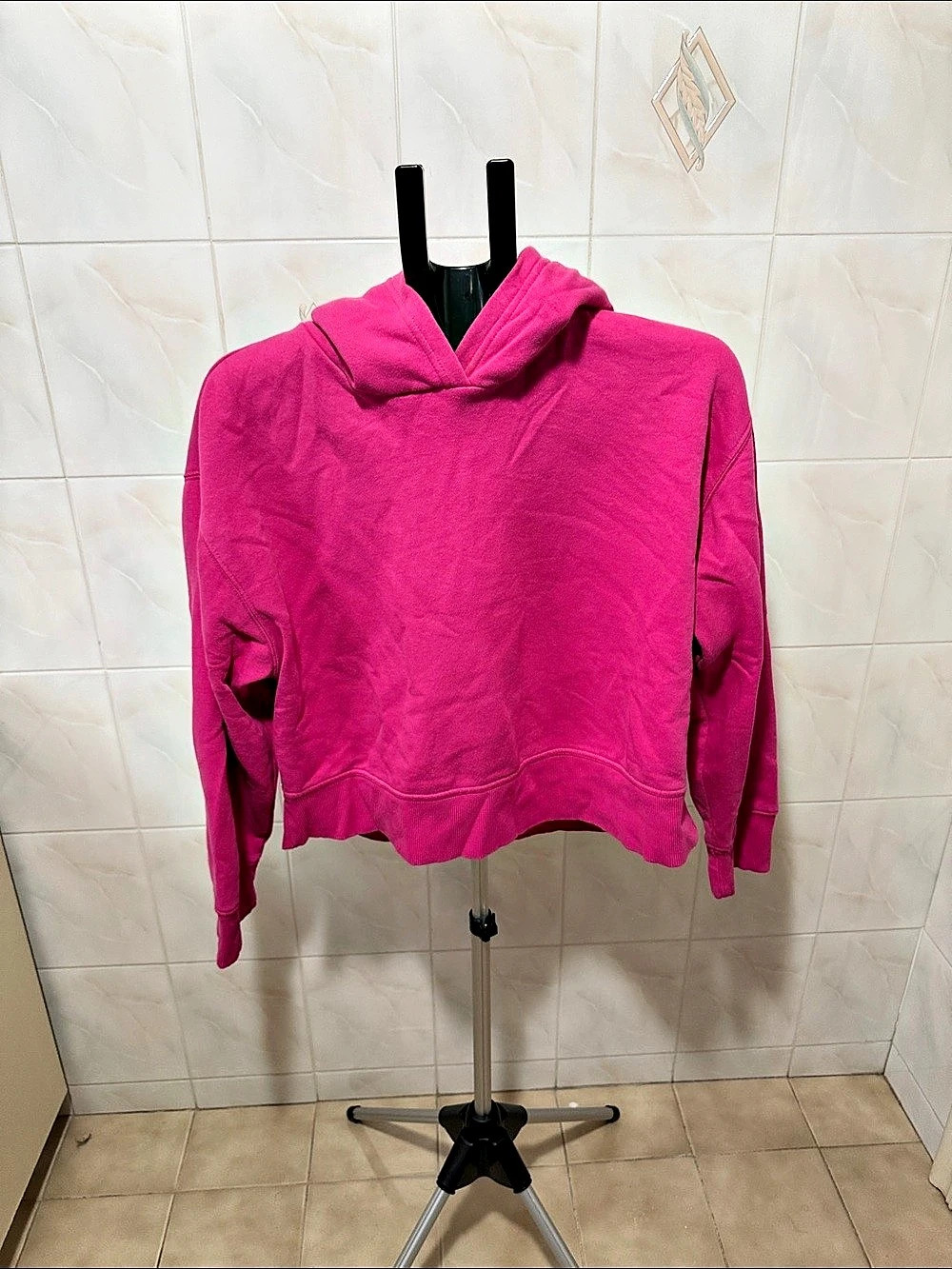 Zara Pink Cropped Hoodie Size Large
